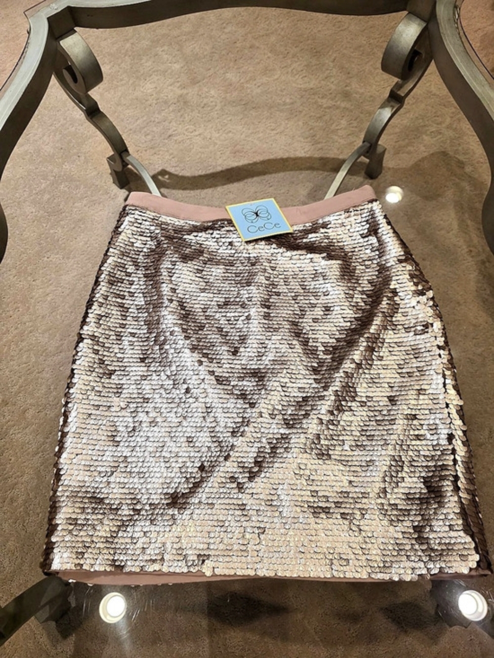CeCe Sequin Mini Skirt Gold